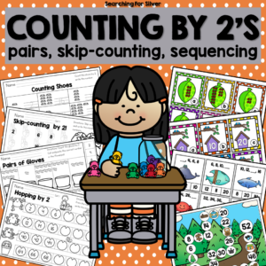 This packet contains worksheets and activities to help reinforce and practice counting by 2’s and related skills. The resources included here help children solidify counting by 2’s as well as practice applying the skip-counting skills, counting pairs, and number sequencing by 2’s.