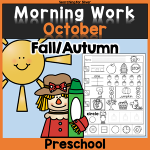 fall morning work preschool october bins 4-5 years