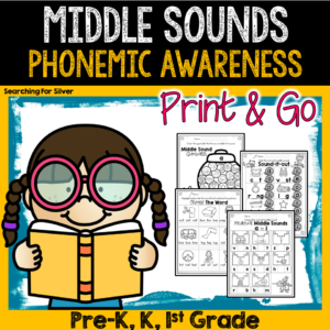 Help students develop phonemic awareness by practicing those tricky medial sounds. This packet is full of print-and-go activities to sharpen phonics skills. A variety of fun and engaging printables are included. Children will be coloring, dabbing, cutting and gluing, spinning, highlighting, and more! They will be using many mediums to help solidify what they are learning and having FUN in the process!