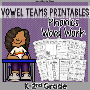 The vowel teams activity pages in this packet will help students learn to read, identify, use, and write words containing vowel teams. You will find a variety of no-prep printables with fun and engaging word work activities. Students will search, unscramble, cut and glue, rearrange, highlight, color, spin, and sort to practice words.